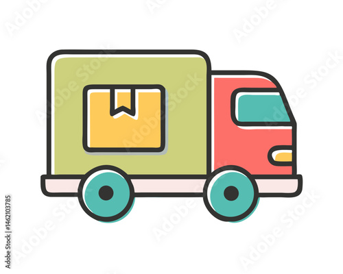 Delivery truck transporting goods on a busy urban street during daylight hours