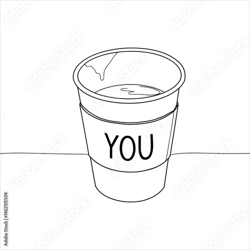Unique Coffee Cup Tattoo Design Minimalist 'You' Art