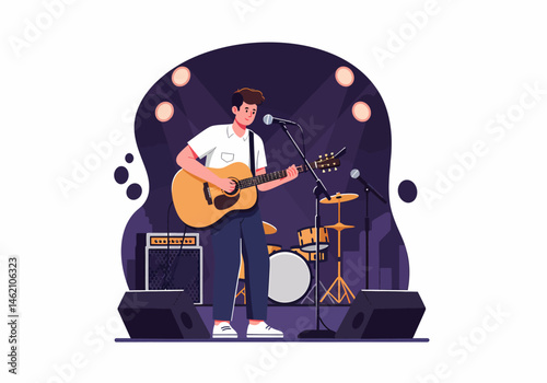 Guitarist Performing Live on Stage Musical Performance Concept