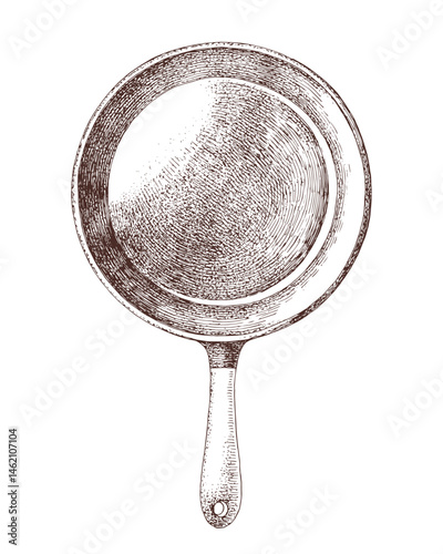 Hand drawn frying pan vector illustration