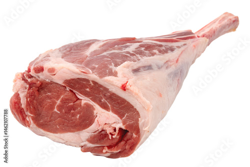 Raw whole lamb leg on Transparent background
