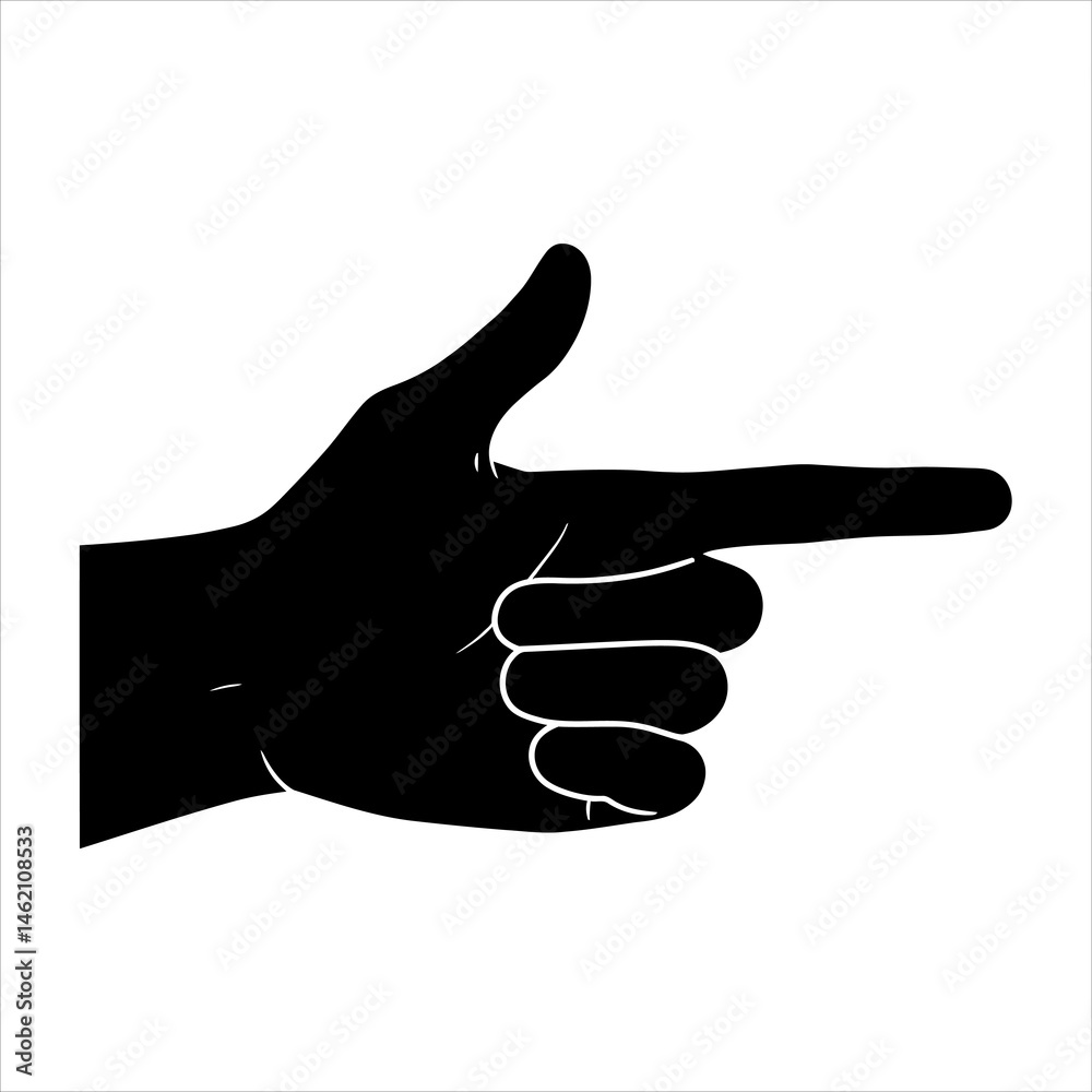 Hand Gesture Pointing Right Simple Black Silhouette Icon Hand Gesture Pointing Right Simple Black Silhouette Icon