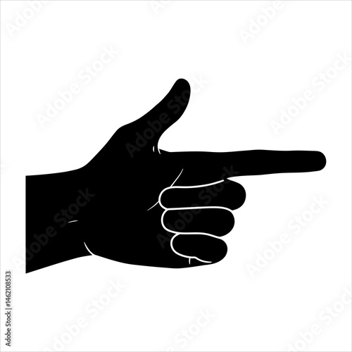Hand Gesture Pointing Right Simple Black Silhouette Icon