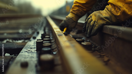Wallpaper Mural Worker Inspecting Railway Tracks Torontodigital.ca