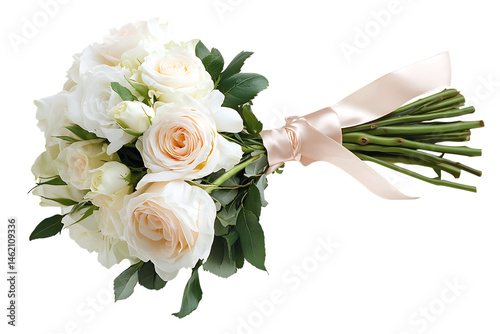 Elegant White Rose Bouquet on Transparent Background
