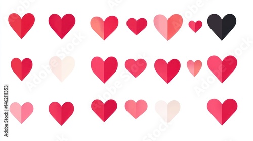 Collection of various shades of hearts