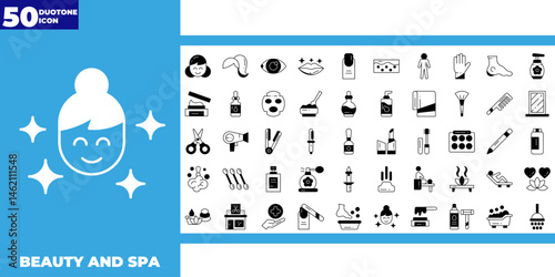 Beauty and spa dualtone icons collection
