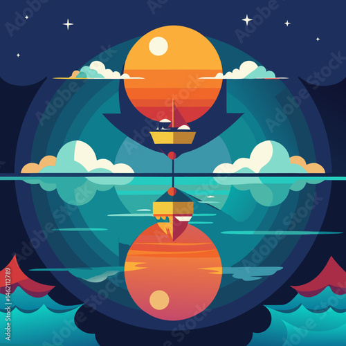 Mirrored Ocean of the Twin Suns
