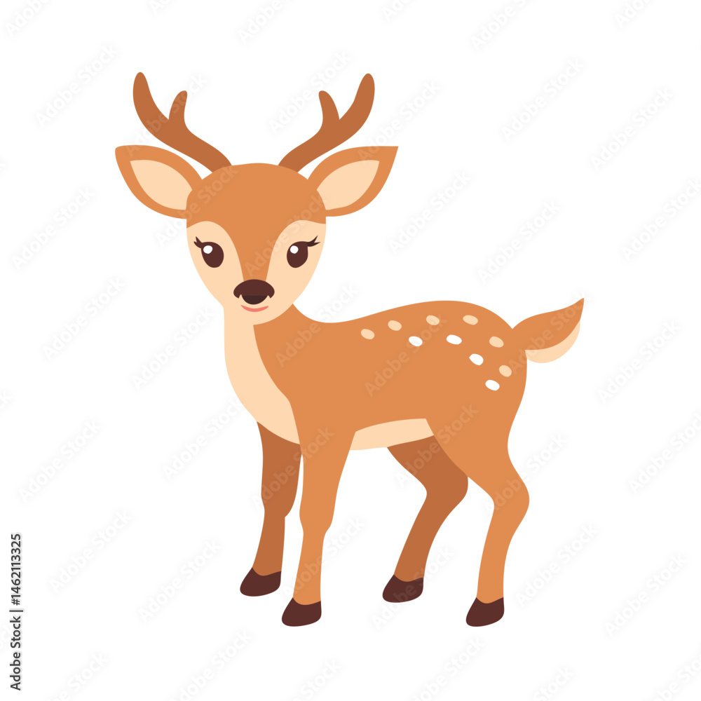 Fototapeta premium Cute young deer standing in a playful stance against a simple background with a charming expression on its face