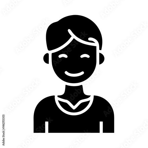 Happy person smiling in a simple design, showcasing joy and positivity in a minimalist style