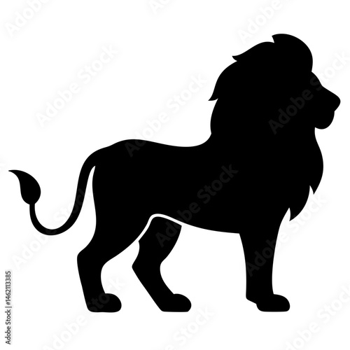 Silhouette of a lion walking gracefully across a plain during sunset in the wilderness