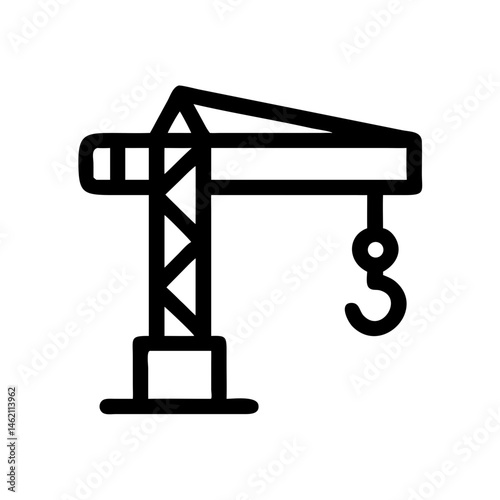 Heavy construction crane with a hook at a building site during daylight hours