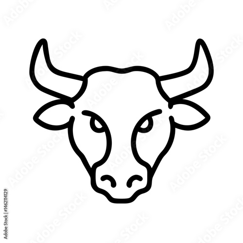Bull head illustration showing characteristics of strength and determination in a simple design