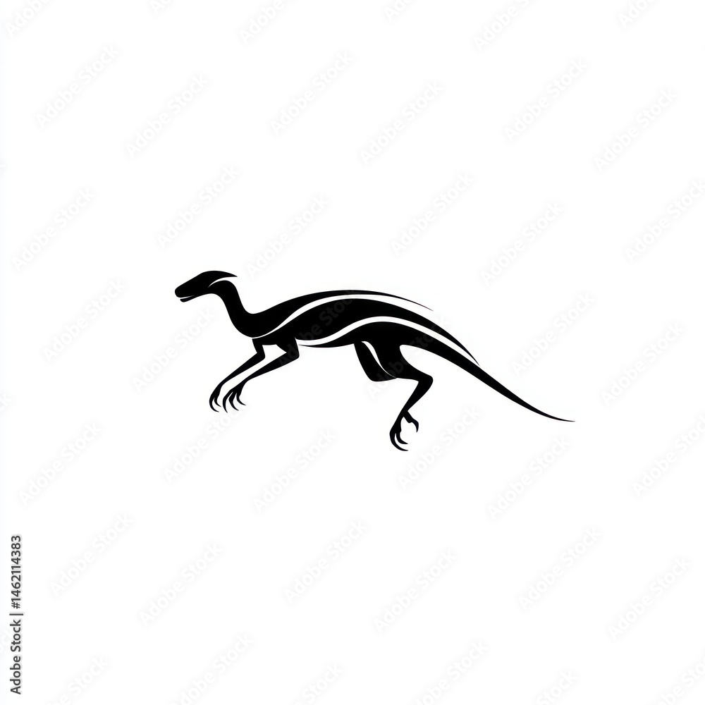 Obraz premium Stylized Dinosaur Silhouette, Abstract Design, Running, Background White, Vector Art, for Print or Website Use