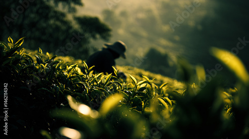 Teatime pick in a tea field.