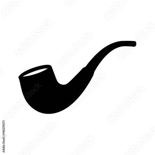 Classic smoking pipe silhouette resting on a simple background