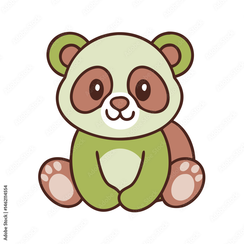 Obraz premium A cartoon panda character is depicted sitting happily with a smile