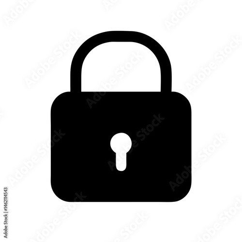 Simple black padlock design representing security and protection in a modern context