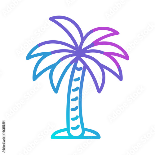 Colorful palm tree illustration set against a white background, evoking a tropical vibe perfect for summer designs and decorations