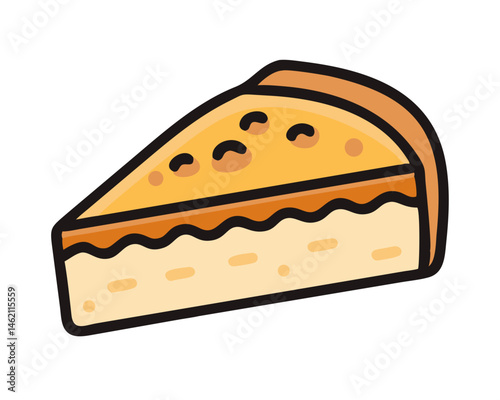 Delicious slice of dessert cake featuring a creamy filling and a golden-brown crust served on a simple plate