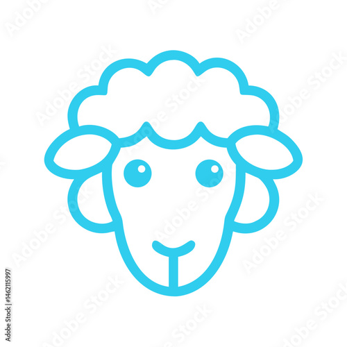 Cute cartoon sheep illustration featuring a simple design in bright blue against a white background