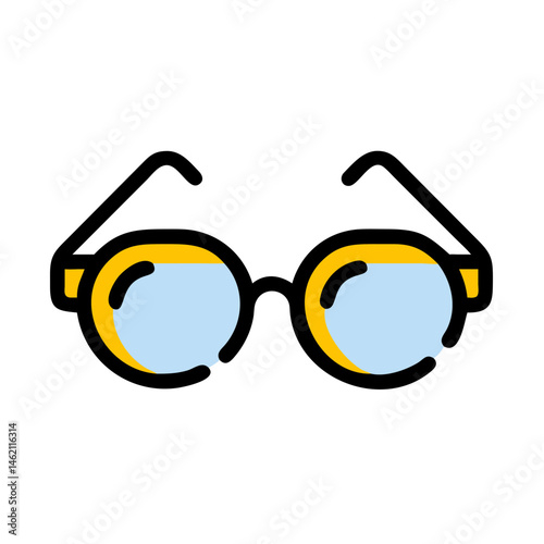 Stylish round sunglasses with blue lenses and yellow accents for a bright summer day