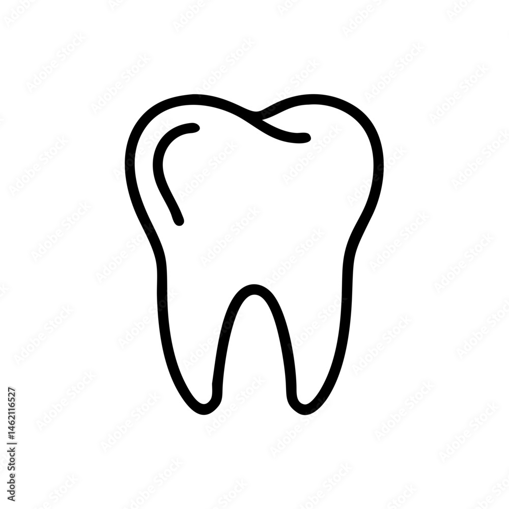 Obraz premium Simple line drawing of a tooth against a white background illustrating dental health concepts and education