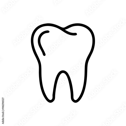 Simple line drawing of a tooth against a white background illustrating dental health concepts and education