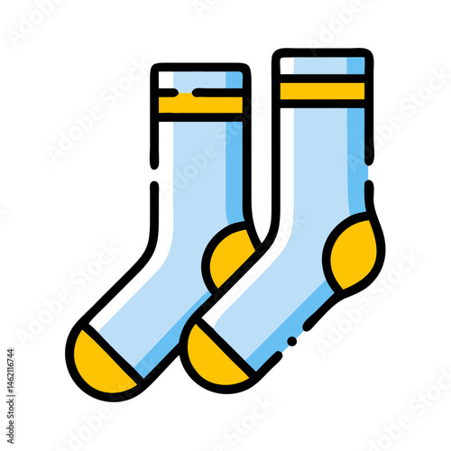 Colorful blue and yellow patterned socks displayed on a white background for casual use and comfort