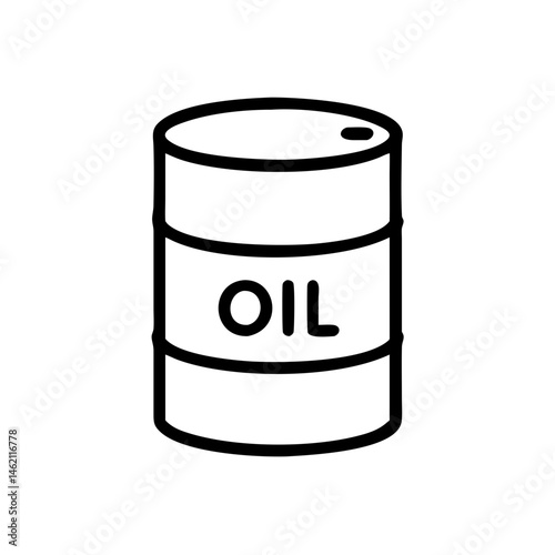 Oil barrel illustration depicting a standard cylindrical shape and label in a simplistic design