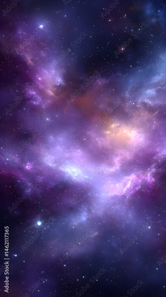 Fototapeta premium A breathtaking view of a vibrant cosmic nebula filled with stars and swirling gases in deep space showcasing the universe's majestic beauty
