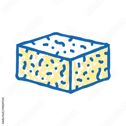 tofu block vegan food icon doodle illustration