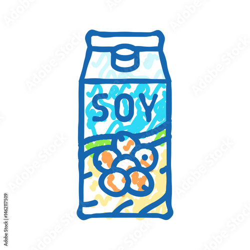 soy milk carton vegan food icon doodle illustration