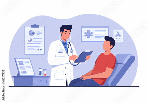 Doctor Examines Patient During Medical Consultation in Clinic