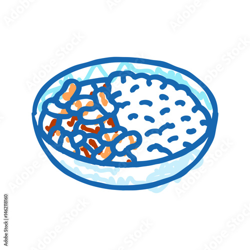 rice and beans vegan food icon doodle illustration