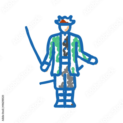 anime cosplay male icon doodle illustration