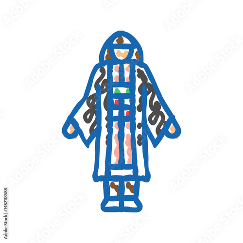 anime cosplay female icon doodle illustration