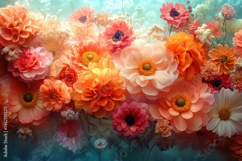 Wallpaper Mural Digital Collage Showcases Vibrant Flowers From Various Seasons, Blending Colors and Textures Into a Harmonious Display of Natures Beauty and Diversity Torontodigital.ca