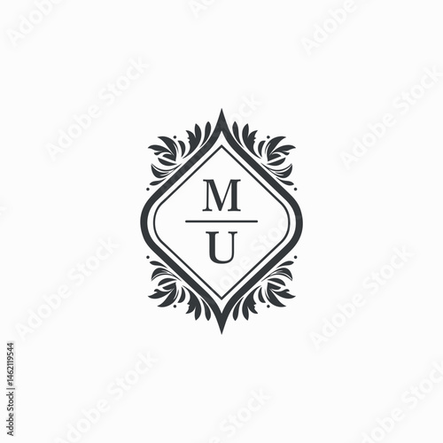 MU Initials Wedding Logo Vector Art  Icons  and Graphics