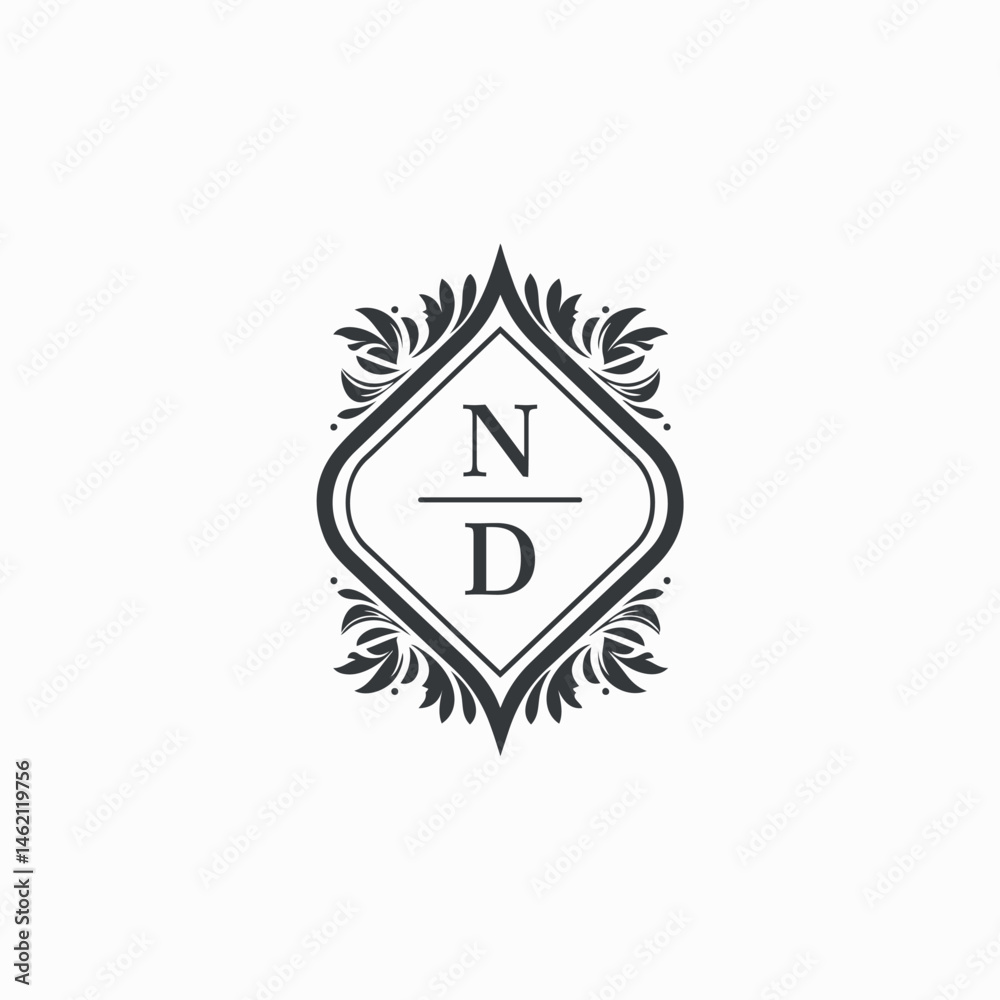 Fototapeta premium ND Initials Wedding Logo Vector Art Icons and Graphics