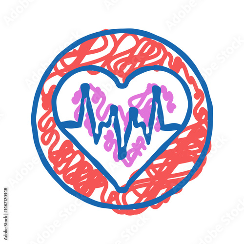 heartbeat line acupuncture icon doodle illustration