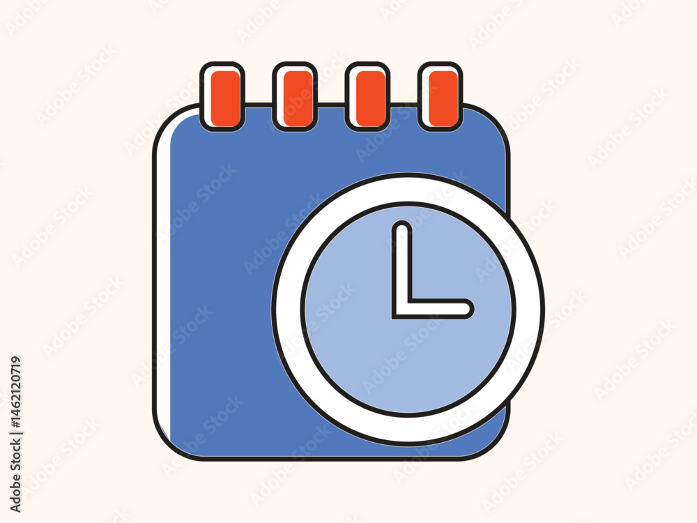 Calendar with Clock Flat design Icon. For Mobile and Web Calendar with Clock Flat design Icon. For Mobile and Web