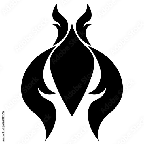 Damascus composition silhouette cut out sharp point