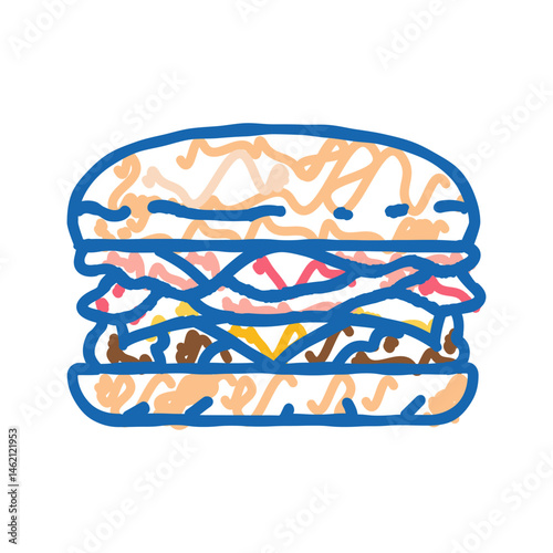 bacon cheeseburger food icon doodle illustration