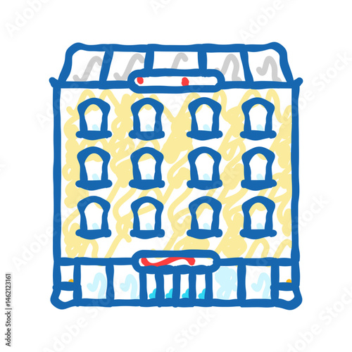 hotel building hospitality hotel icon doodle illustration