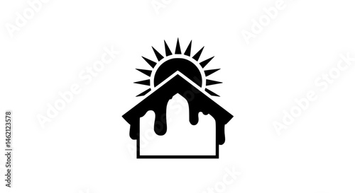 Melting house black and white icon