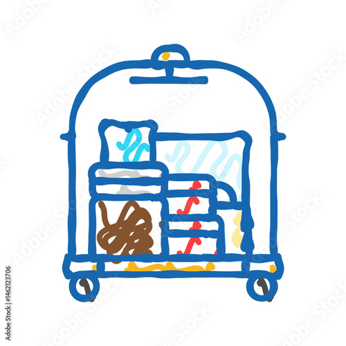 luggage cart hospitality hotel icon doodle illustration