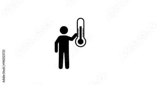 Person with thermometer black and white icon