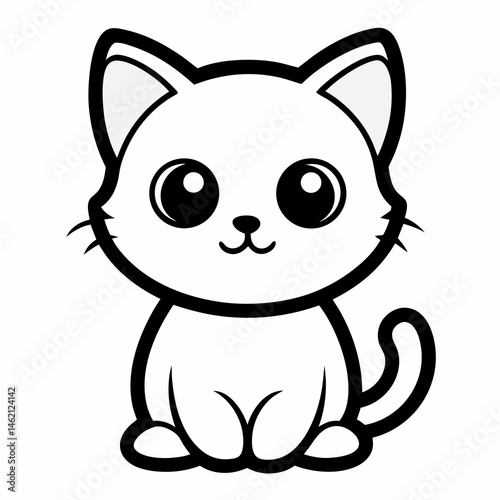 Adorable Black And White Kitten Illustration Vector Graphic Design Element