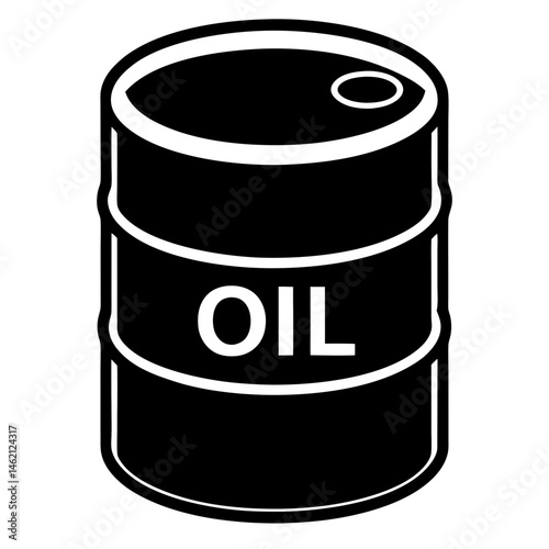 Black And White Illustration Of Oil Barrel Energy Industry Concept